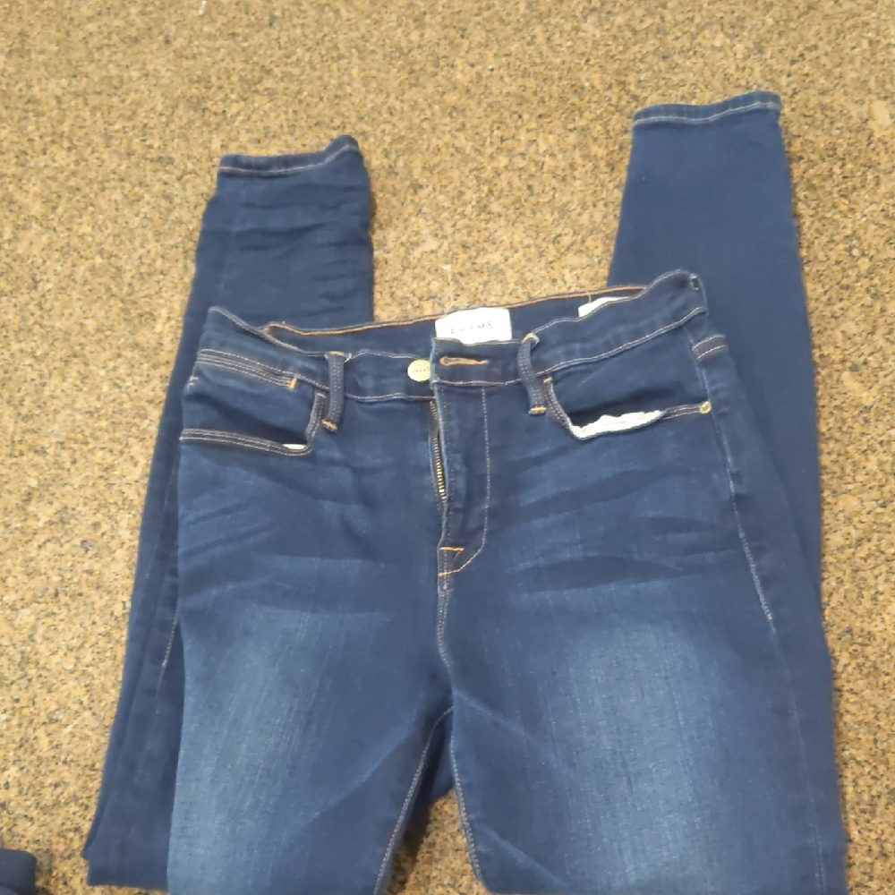 Frame Denim Blue Skinny Jeans Classic Style